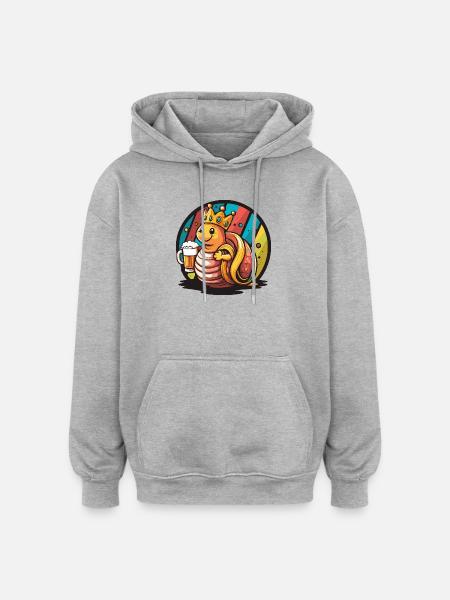 Snail Beer Funny - Oversized Unisex Hoodie - heather grey