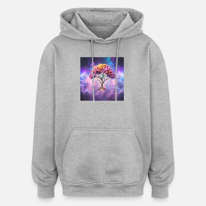 Cosmic Gem Tree - Oversized Unisex Hoodie - heather grey