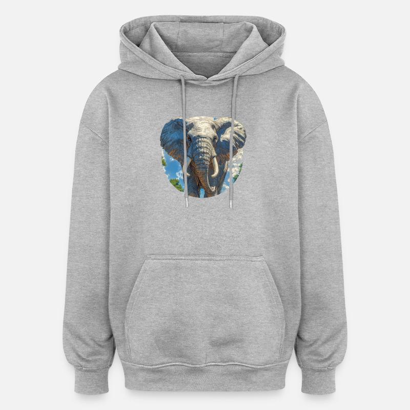 Design d'Elephant - Sweat à capuche oversize unisexe - gris chiné
