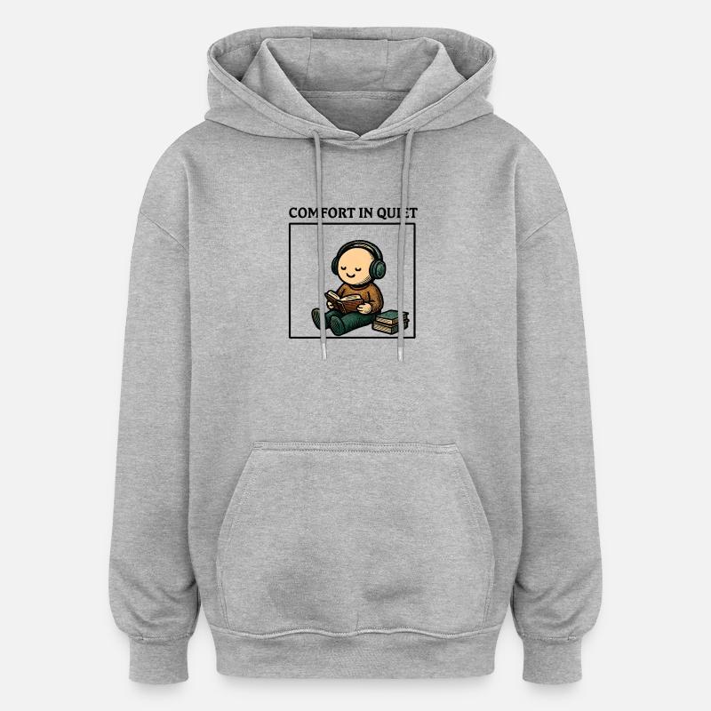 Silence while reading with headphones - Oversized Unisex Hoodie - heather grey
