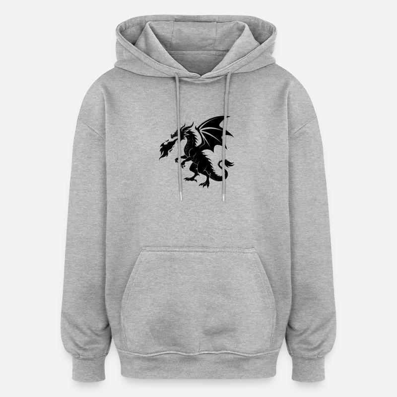 Feuerspeiender Drache - Oversized Unisex Hoodie - Grau meliert