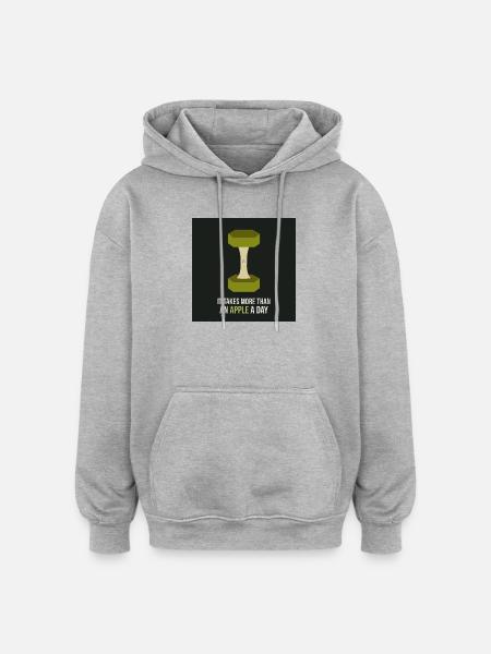 Affiche Apple Motivation Fitness - Sweat à capuche oversize unisexe - gris chiné