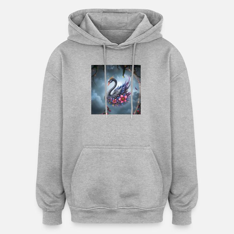 Himmlischer Blumenschwan - Oversized Unisex Hoodie - Grau meliert