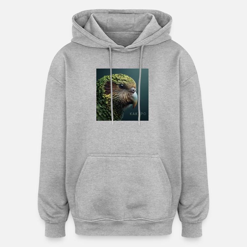 Kakapo – Perroquet vert rare - Sweat à capuche oversize unisexe - gris chiné