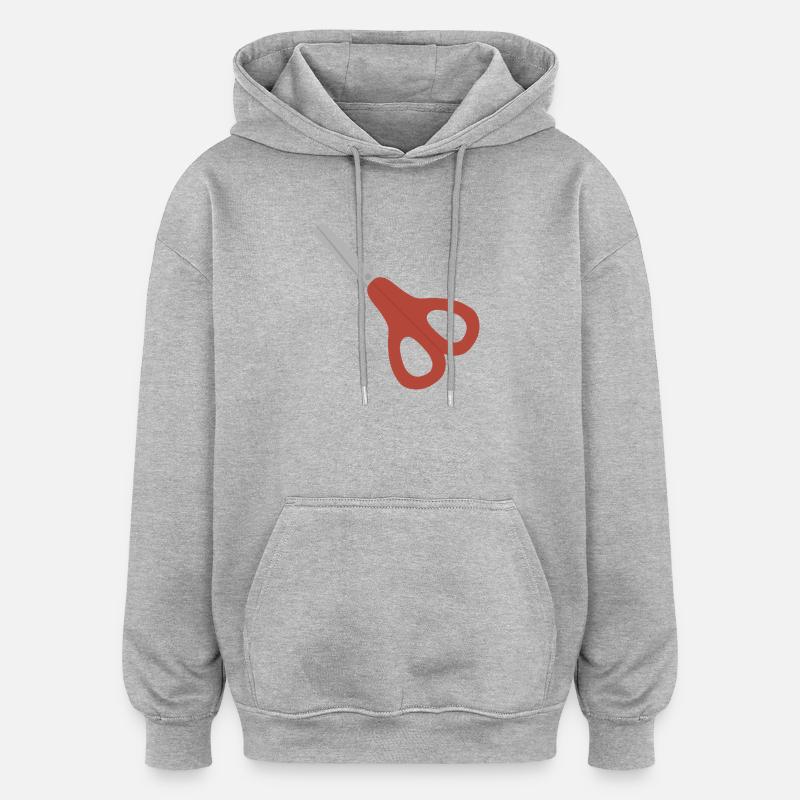 Icône des Ciseaux Rouges - Sweat à capuche oversize unisexe - gris chiné