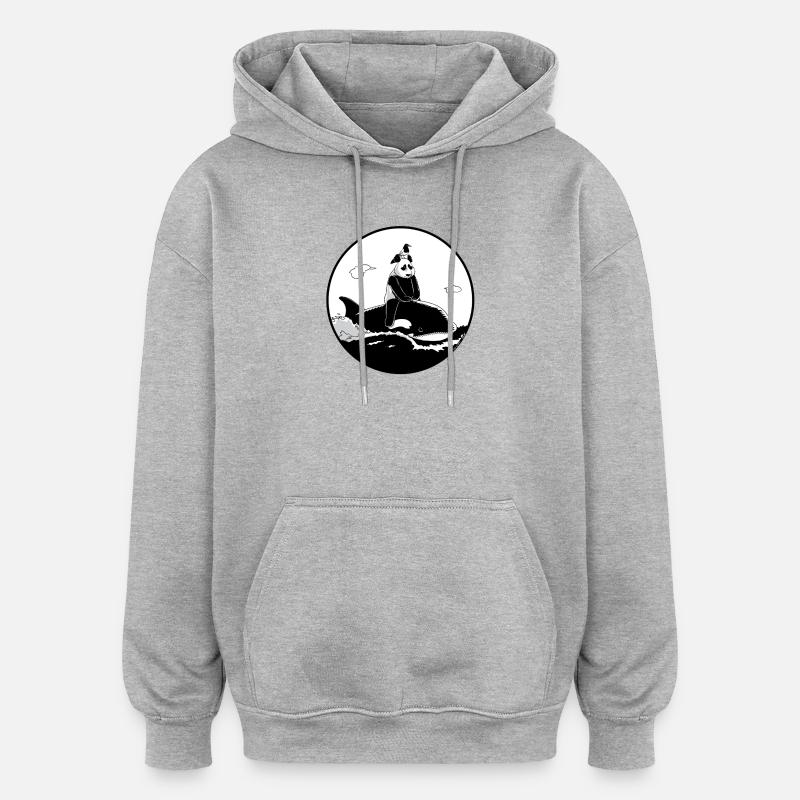 Odyssée en noir et blanc - Sweat à capuche oversize unisexe - gris chiné
