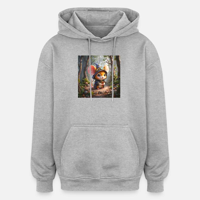 Shining Forest Mage Mouse - Oversized Unisex Hoodie - heather grey