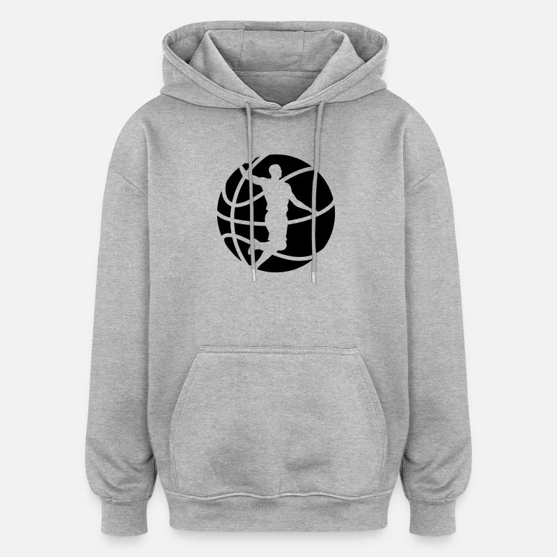basket-ball - Sweat à capuche oversize unisexe - gris chiné