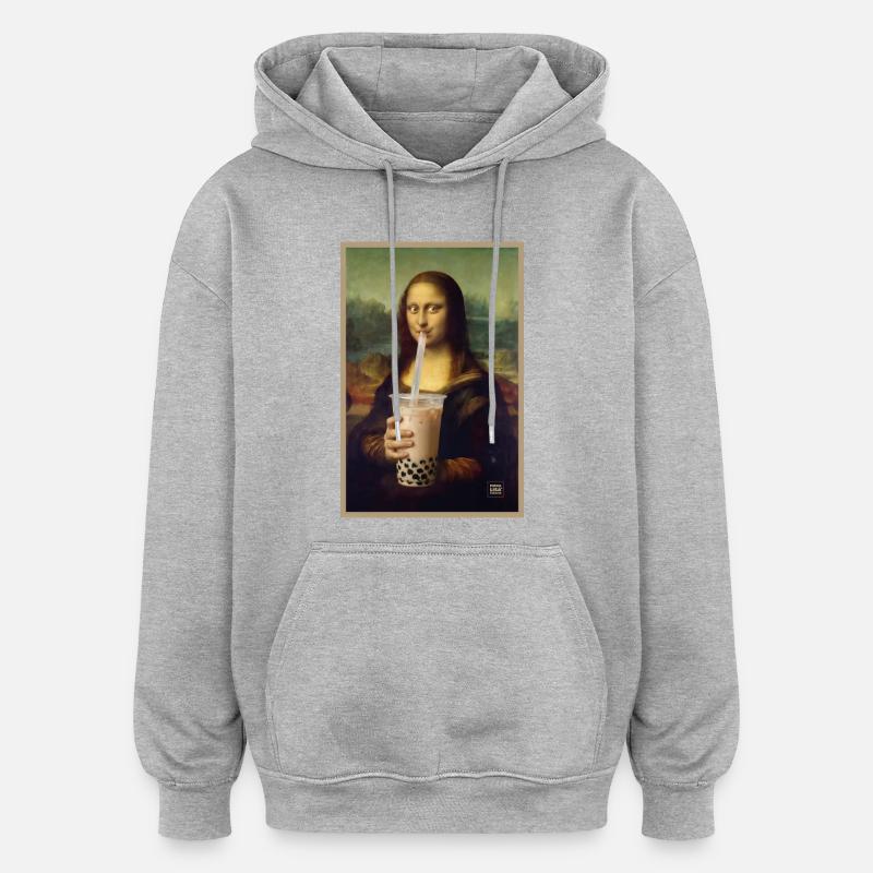Mona Sip Bubble Tea Porträt - Oversized Unisex Hoodie - Grau meliert