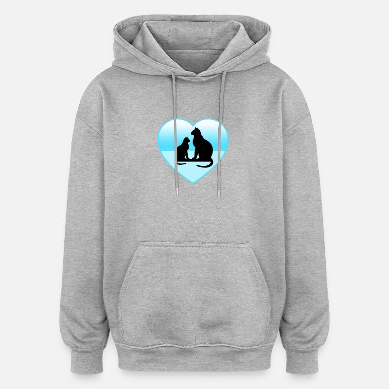 félin - Sweat à capuche oversize unisexe - gris chiné