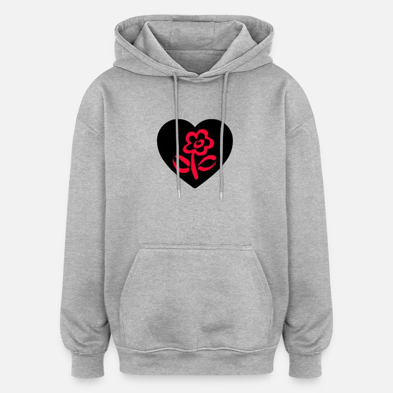 Fleur - Sweat à capuche oversize unisexe - gris chiné