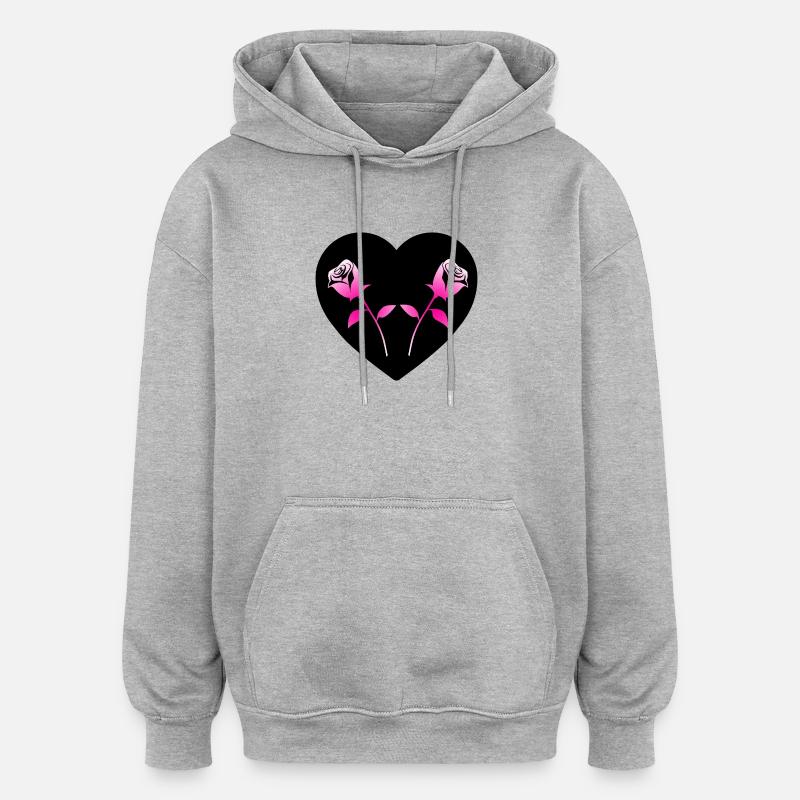 Roses - Sweat à capuche oversize unisexe - gris chiné