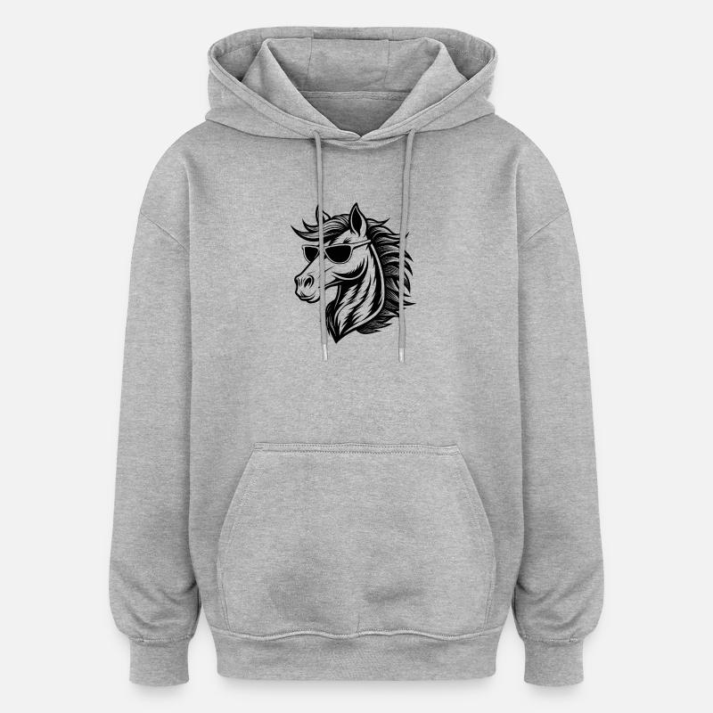 Tête de cheval cool - Sweat à capuche oversize unisexe - gris chiné