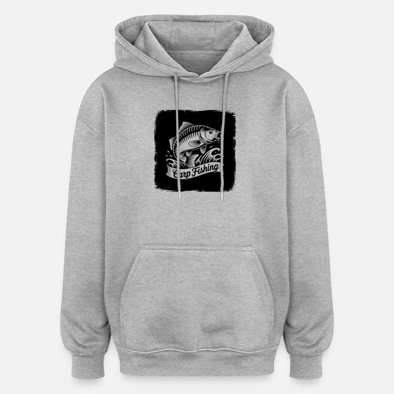 Pêche à la carpe - Sweat à capuche oversize unisexe - gris chiné