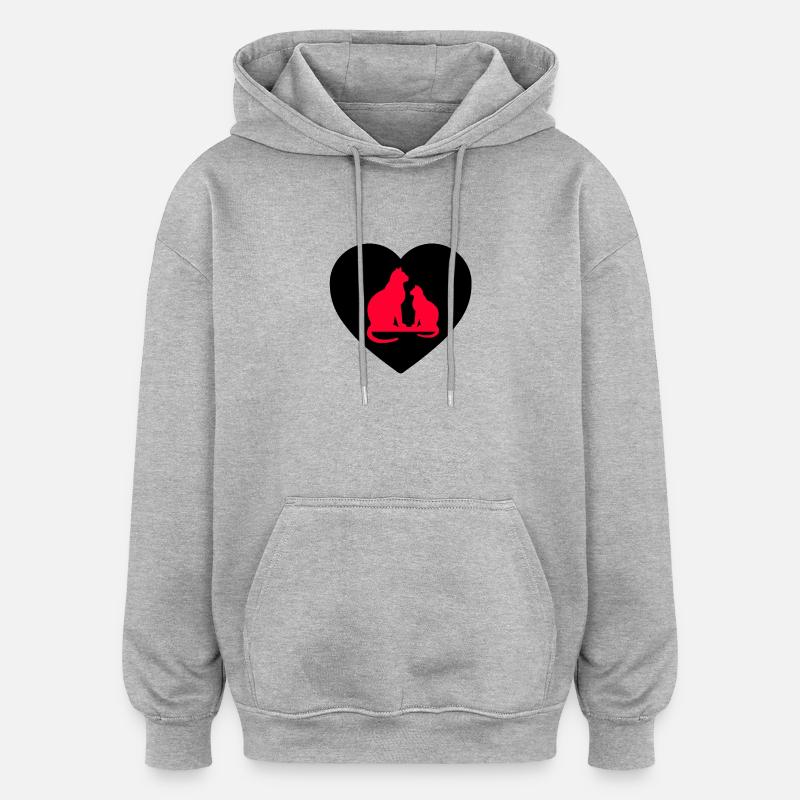 félin - Sweat à capuche oversize unisexe - gris chiné