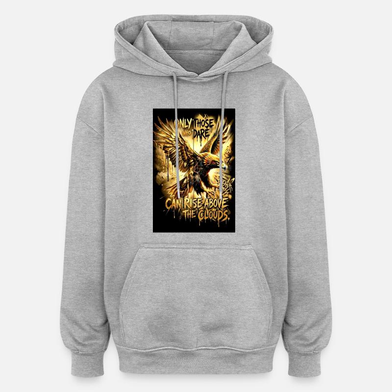Eagle Poster Motivation Saying Mural - Oversized Unisex Hoodie - heather grey