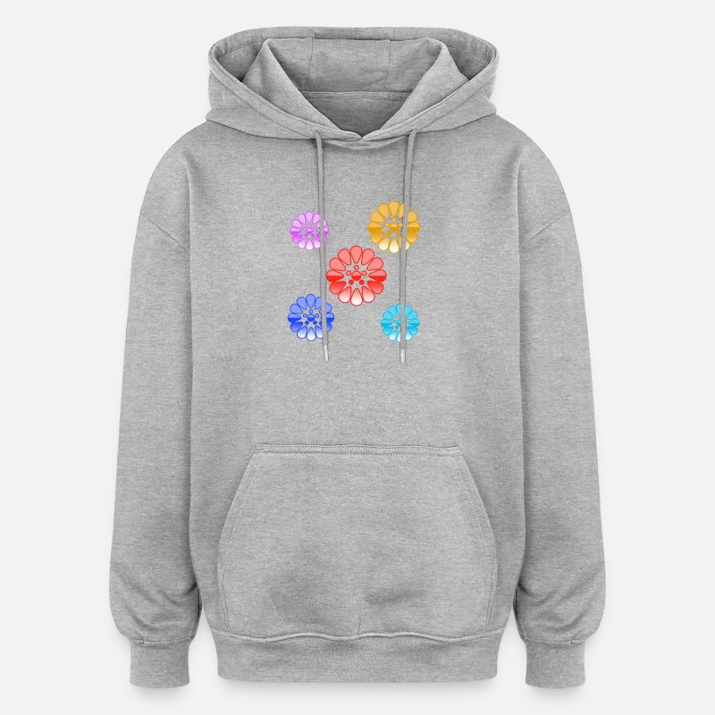 Fleur - Sweat à capuche oversize unisexe - gris chiné
