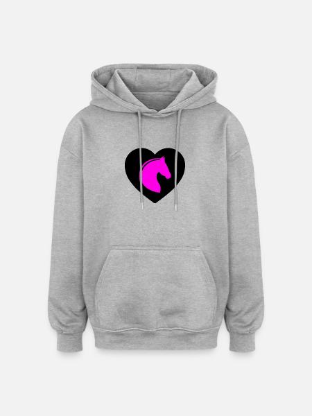 Chevaux - Sweat à capuche oversize unisexe - gris chiné