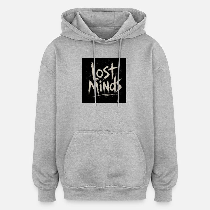 Lettrage grunge des Esprits Perdus - Sweat à capuche oversize unisexe - gris chiné