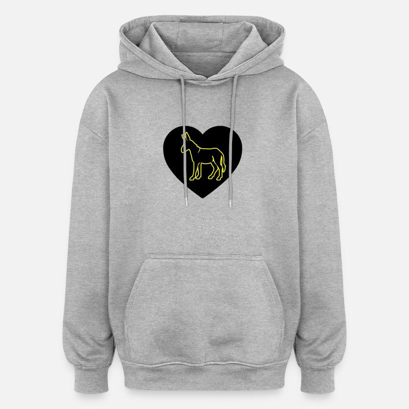 âne - Sweat à capuche oversize unisexe - gris chiné