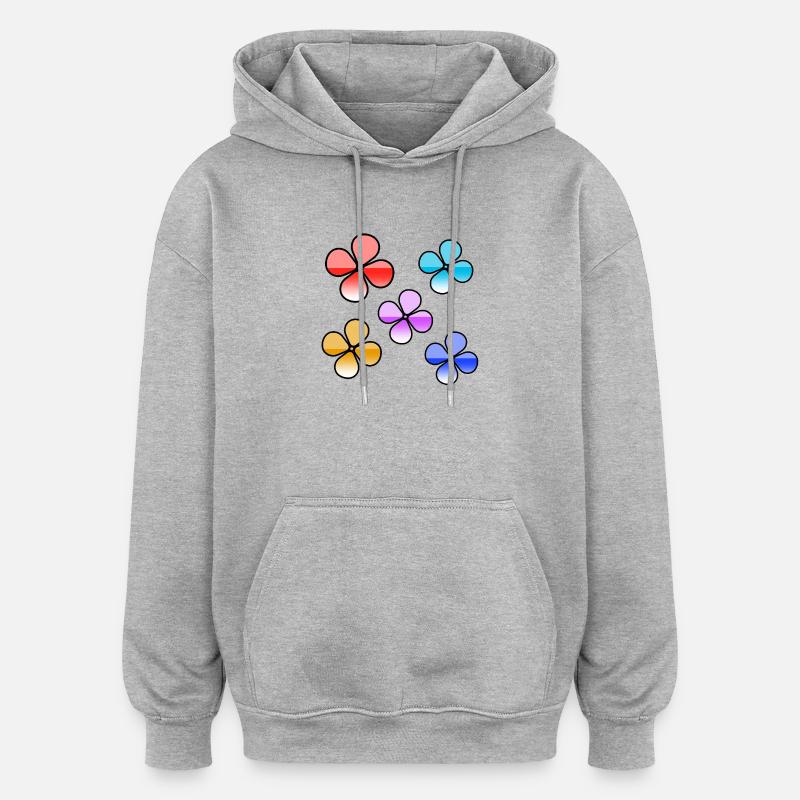 Blumen - Oversized Unisex Hoodie - Grau meliert