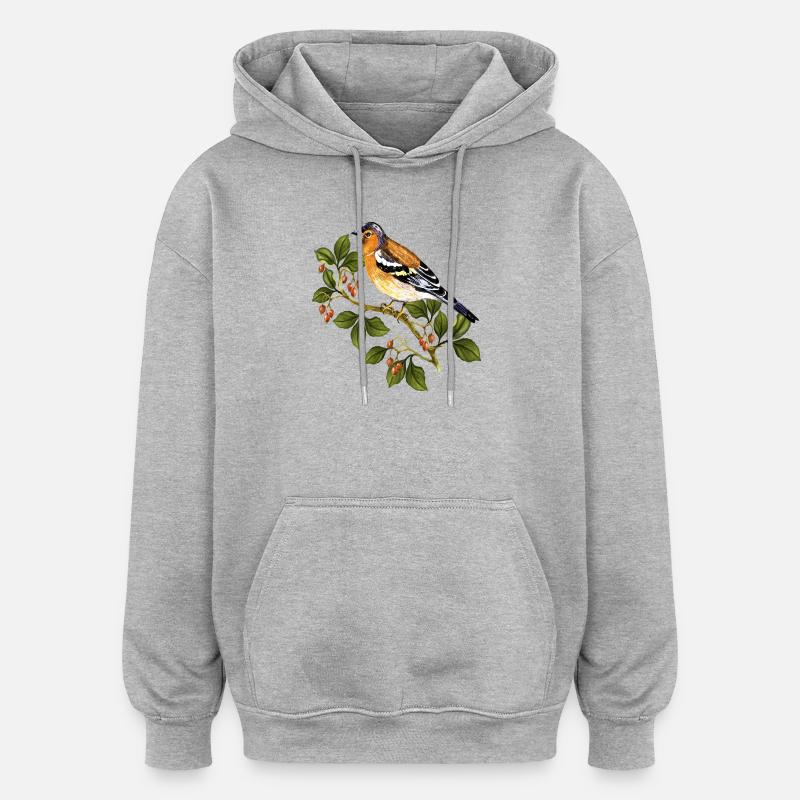 Bunter Vogel - Oversized Unisex Hoodie - Grau meliert