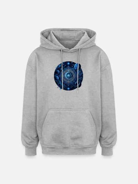 Space Planets Galaxies Stars Moons - Oversized Unisex Hoodie - heather grey