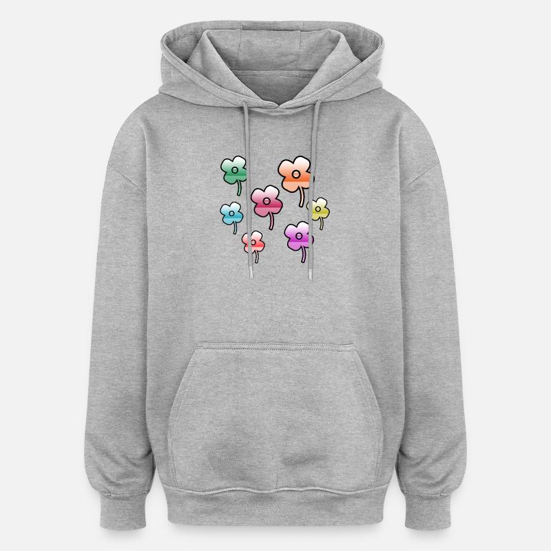 Fleur - Sweat à capuche oversize unisexe - gris chiné