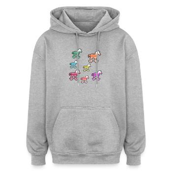 Pferde - Oversized Unisex Hoodie - Grau meliert - Vorne - Noah (186cm)