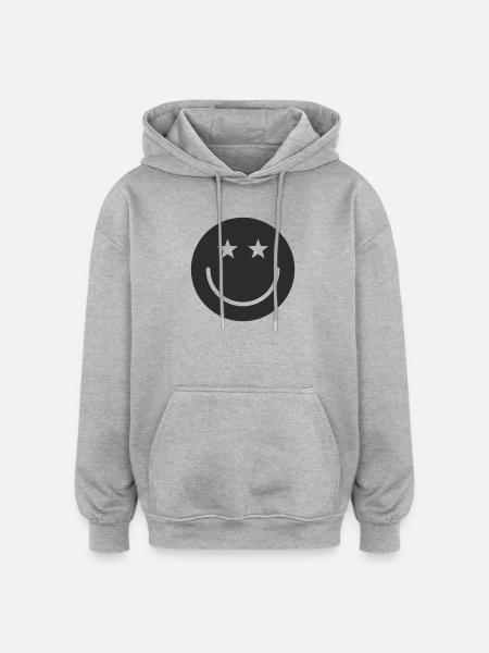 Smiley Design – Minimal & Positiv - Oversized Unisex Hoodie - Grau meliert