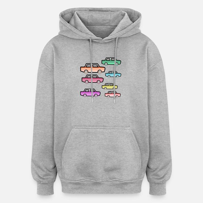 Automobiles - Sweat à capuche oversize unisexe - gris chiné