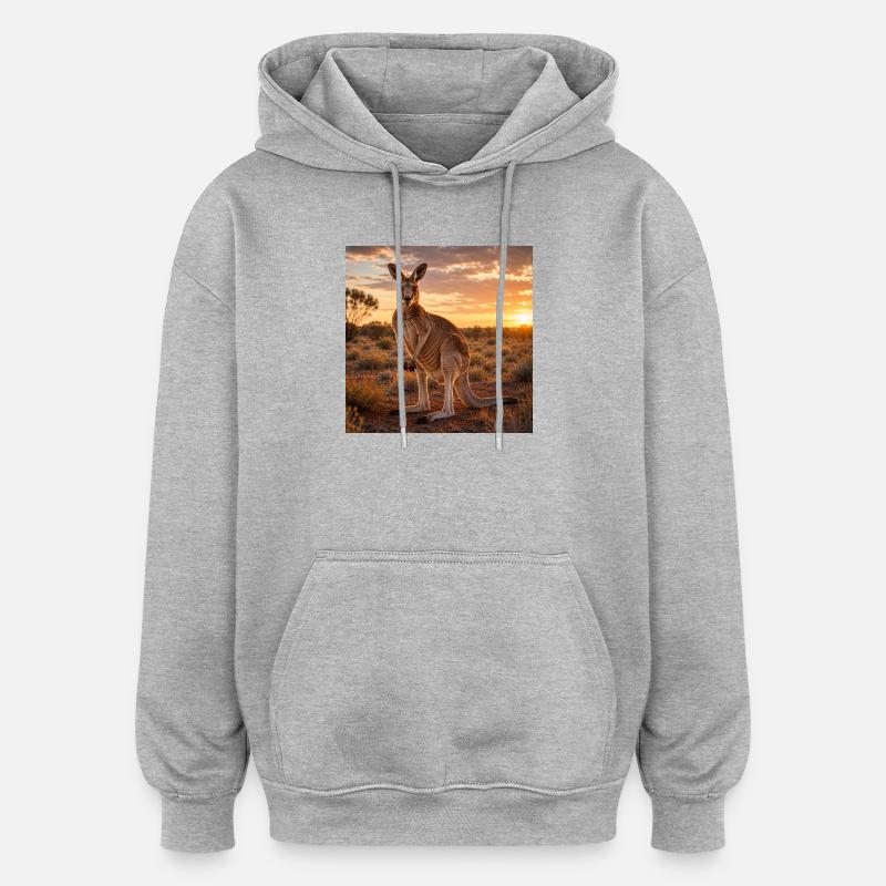 Kangaroo at sunset - Oversized Unisex Hoodie - heather grey