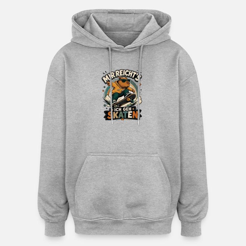 Capybara Skaten - Oversized Unisex Hoodie - Grau meliert