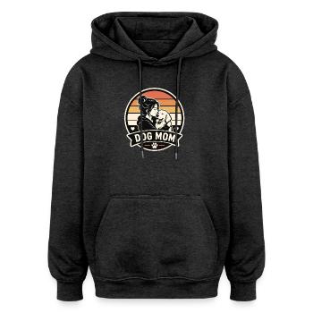 Maman chien - Sweat à capuche oversize unisexe - charbon - Devant - Noah (186cm)