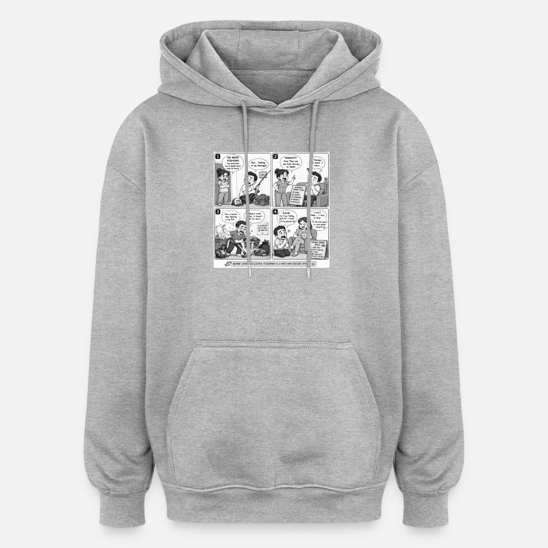 Fishing Therapy: A Comic Dilemma - Oversized Unisex Hoodie - heather grey