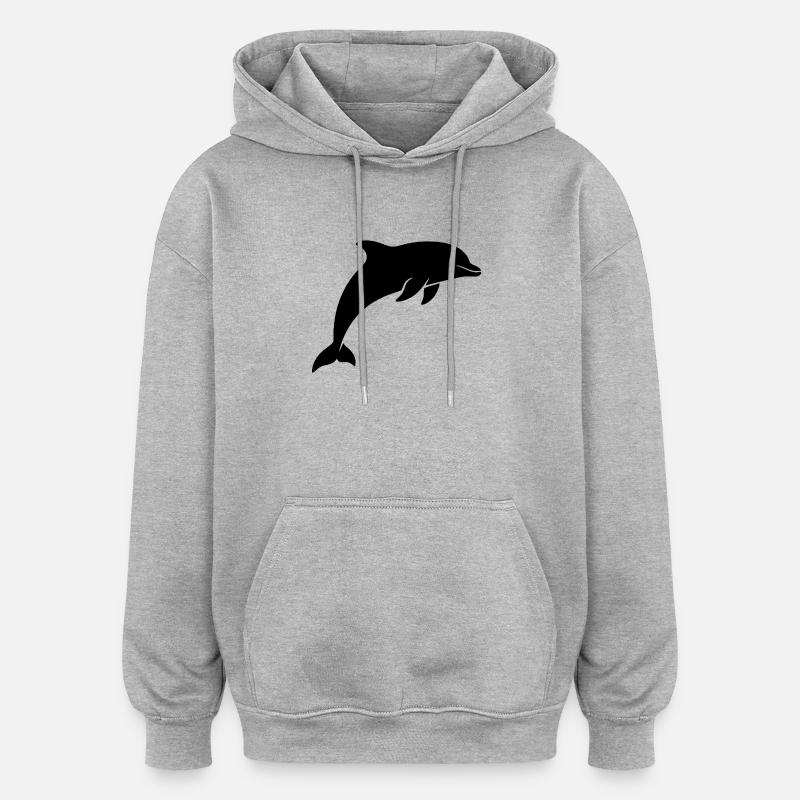 cadeau dauphin Dauphin mignon - Sweat à capuche oversize unisexe - gris chiné