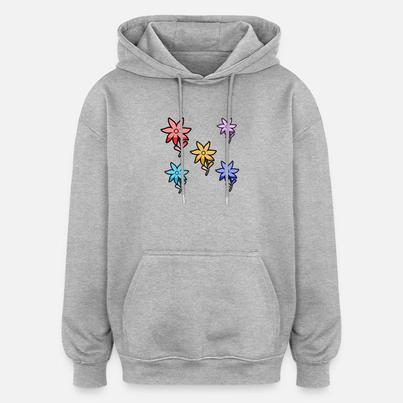 Blumen - Oversized Unisex Hoodie - Grau meliert