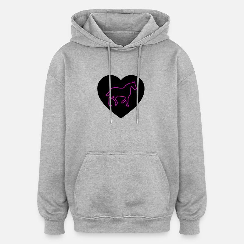 Chevaux - Sweat à capuche oversize unisexe - gris chiné