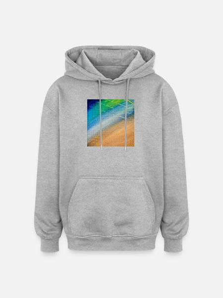 Farbfluss und Goldlinien - Oversized Unisex Hoodie - Grau meliert