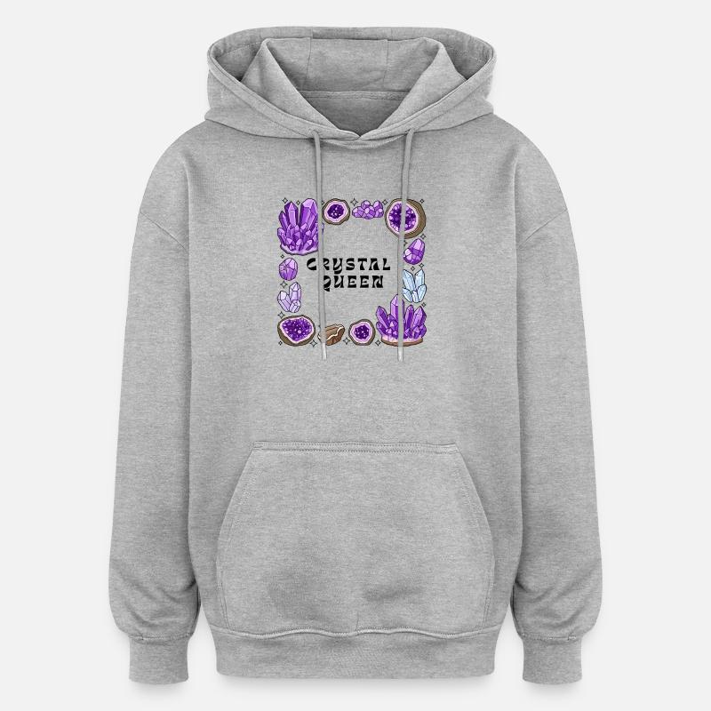 Amnetyst Crystal Geode Circle - Oversized Unisex Hoodie - heather grey