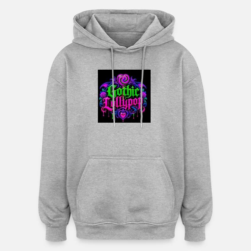Cœur néon gothique d’Halloween - Sweat à capuche oversize unisexe - gris chiné