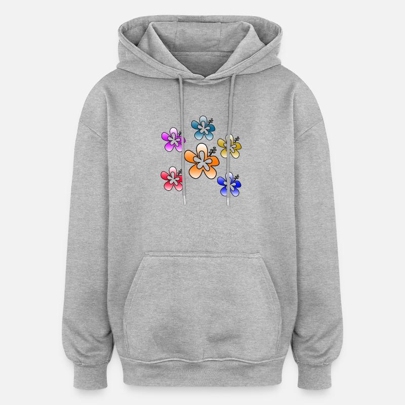 Blumen - Oversized Unisex Hoodie - Grau meliert