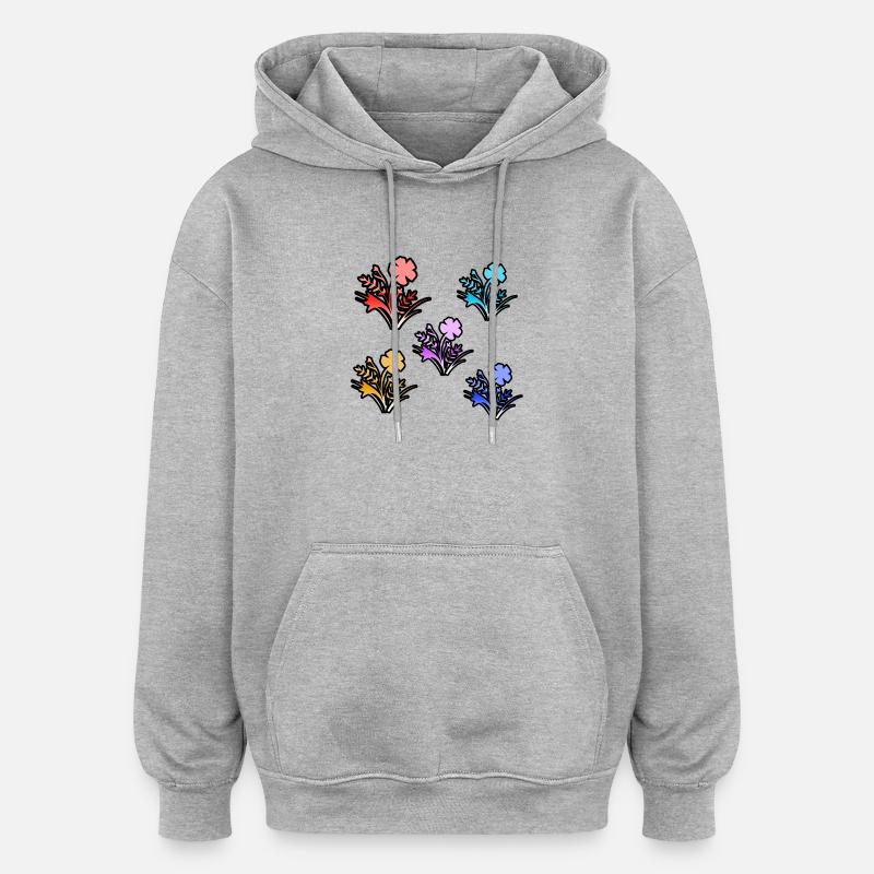 Fleur - Sweat à capuche oversize unisexe - gris chiné