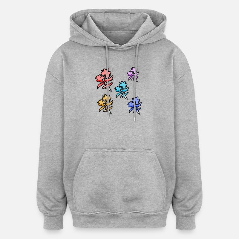 Fleur - Sweat à capuche oversize unisexe - gris chiné