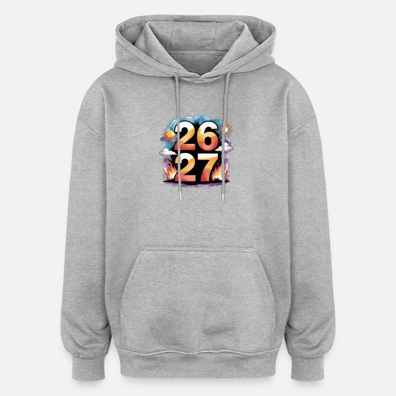 Réveillon du Nouvel An 26 / 27 - Sweat à capuche oversize unisexe - gris chiné