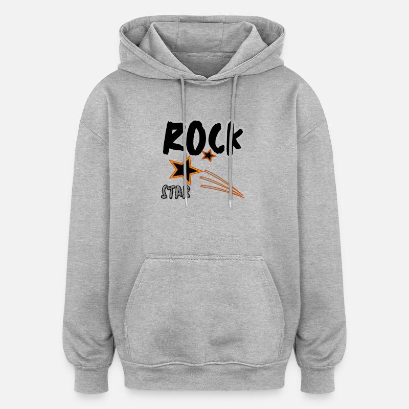 Rock Star - Sweat à capuche oversize unisexe - gris chiné