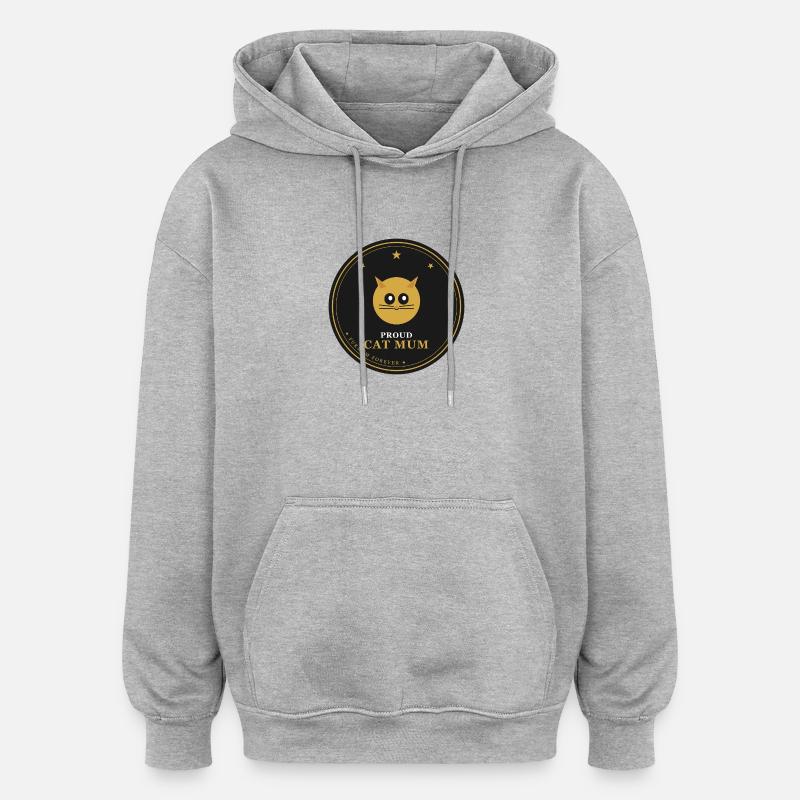 Stolze Katzenmama-Emblem - Oversized Unisex Hoodie - Grau meliert