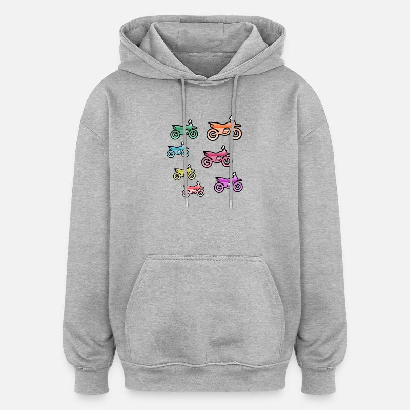 Motos - Sweat à capuche oversize unisexe - gris chiné
