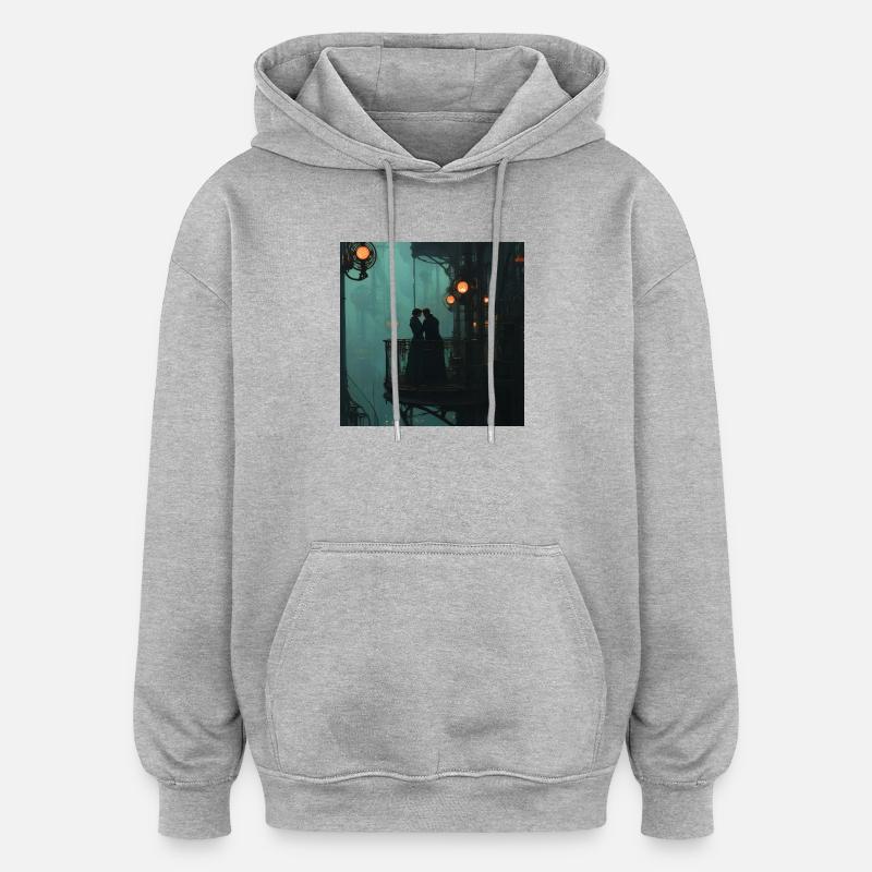 Dampfschloss der Zweisamkeit - Oversized Unisex Hoodie - Grau meliert
