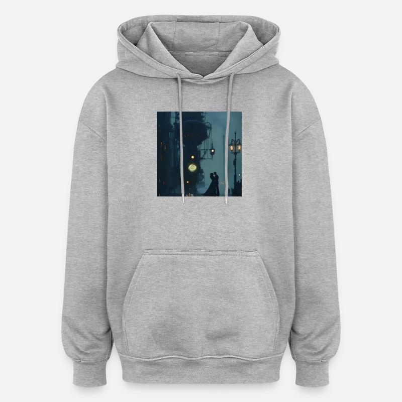 Dampferromantik im Nebel - Oversized Unisex Hoodie - Grau meliert
